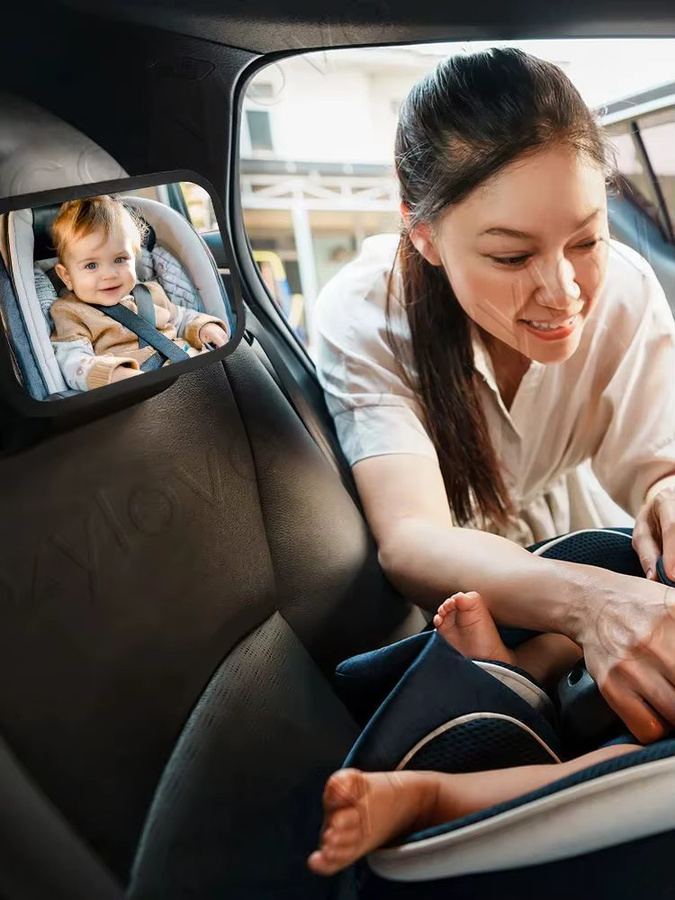 momo&dudu Babyautospiegel in Schwarz mit Weitwinkel und bruchsicherer Funktion zur einfachen Installation - Bild 7