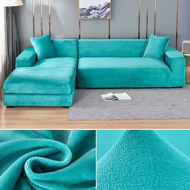Elastischer Samt-Sofabezug von Your Warm Home für 1-Sitzer, Waschbarer Plüsch-Couchbezug aus Polyester, Breite: 90-140 cm - Bild 1