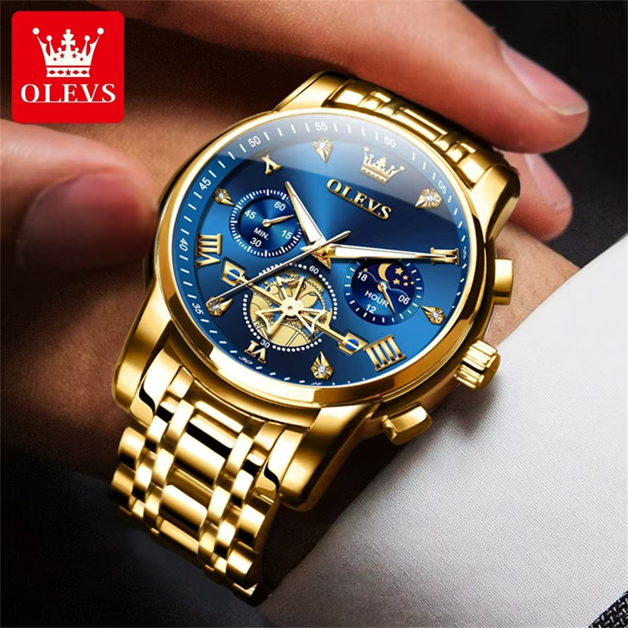 OLEVS Chronograph, Quarzuhr, Edelstahl, Silber, Herren - Bild 4