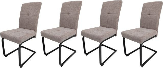 HTI-Living Schwingstuhl Kinsey 4er Set in Braun und Beige mit Chenille-Bezug und Karo-Steppung - Bild 1