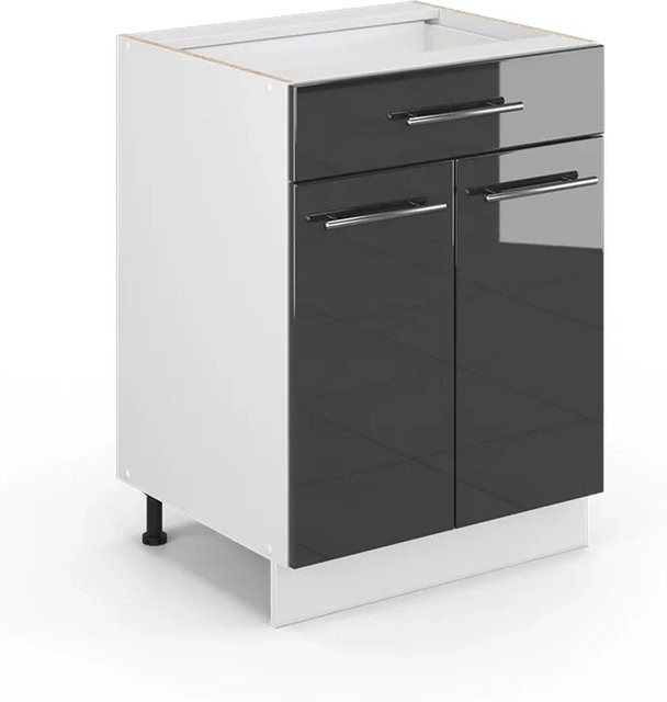 Vicco Küchenunterschrank Fame-Line Anthrazit Hochglanz und Weiß mit Schublade Breite: 60 cm - Bild 2