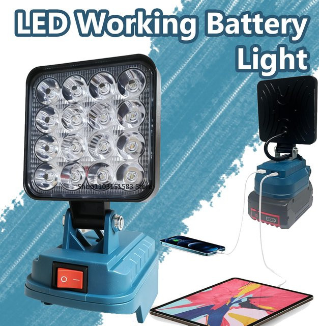 Kabellose LED-Arbeitsleuchte für Makita 14,4 V-18 V Li-Ionen-Akkus, Blaue SMD-Campinglampe und Notbeleuchtung - Bild 1