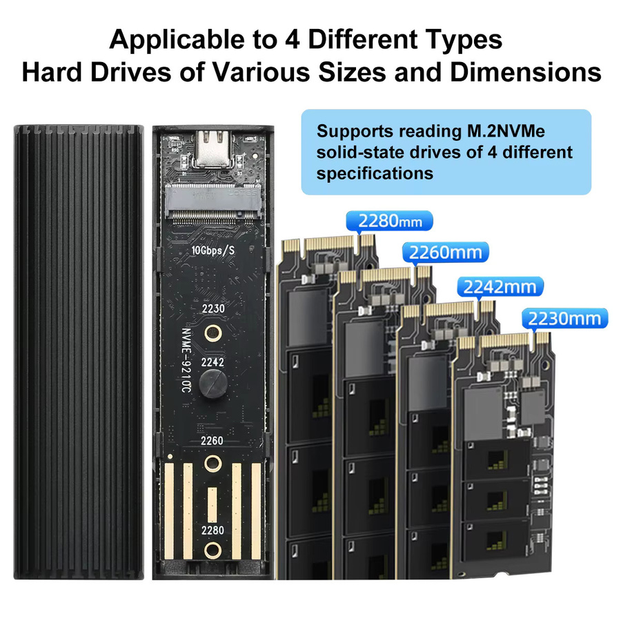 Portocol M.2 NVMe SSD-Gehäuse aus Aluminiumlegierung mit USB-C Anschluss und 10 Gbit/s Übertragungsrate für USB 3.1 Gen2 - Bild 2
