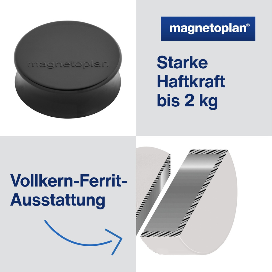 Magnetoplan Ergo-Magnete Large, schwarz, 10er Pack - Bild 2