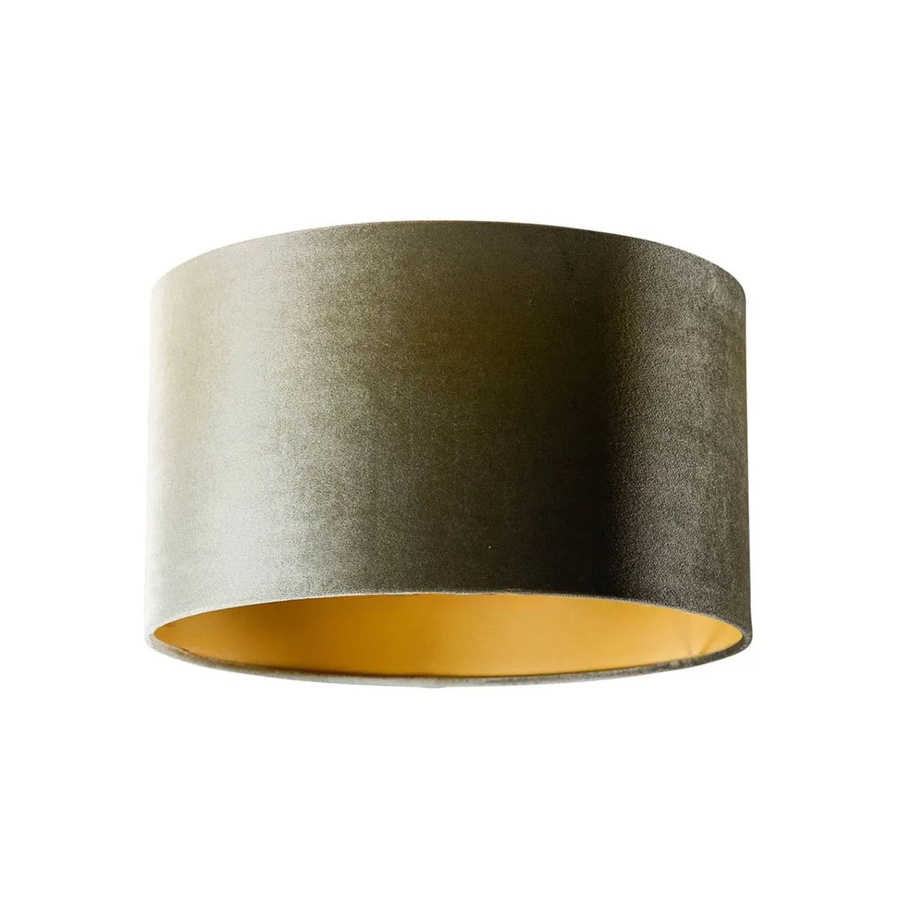 QAZQA Samtlampenschirm Grün mit goldener Innenseite, rund, E27, Durchmesser: 35 cm, Höhe: 20 cm - Bild 2