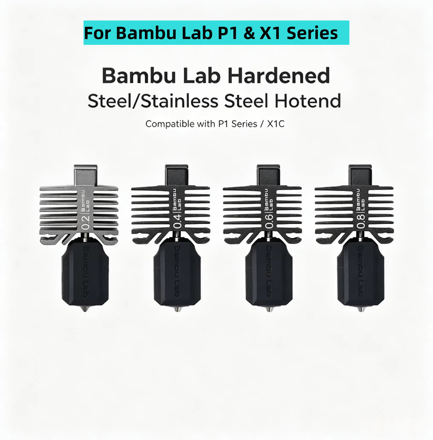 Bambu Lab Gehärtete Edelstahl-Hotend-Düse für P1P P1S X1C X1E 3D-Drucker-Zubehör in Schwarz - Bild 1
