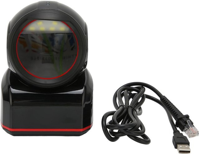 DIYelecs Omnidirektionaler USB 2D 1D Barcode-Scanner mit roter 617nm LED in Schwarz - Bild 1
