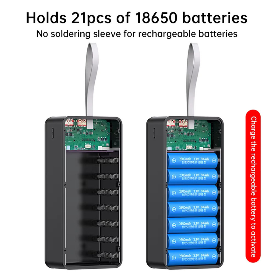 DIY Powerbank Gehäuse für 21 18650 Akkus mit Dual USB und Typ C Anschluss in Schwarz oder Weiß - Bild 3