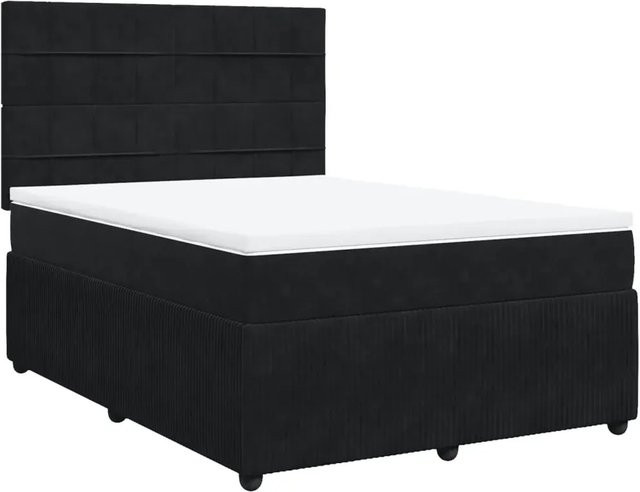 vidaXL Boxspringbett Hybrid mit Matratze und Taschenfederkern, Schwarz, B/T: 160 x 200 cm - Bild 1