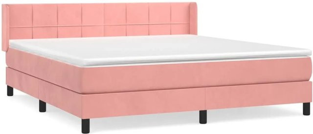 vidaXL Boxspringbett mit Matratze in Rosa, Hybrid-Design mit Taschenfederkern und Samtbezug, B/T/H: 160 x 200 x 78 cm - Bild 1