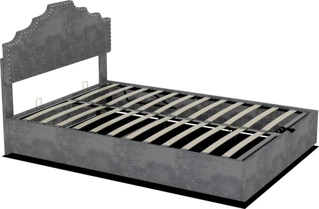 okwish Polsterbett mit Hydraulik-Stauraum in Grau, B/T/H: 140 x 200 x 36 cm - Bild 1