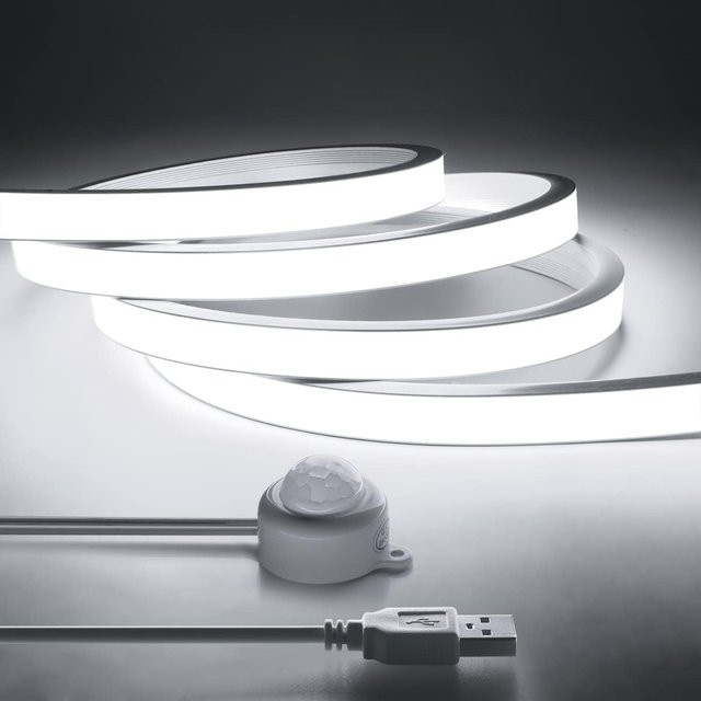 CHNAITEKE USB COB LED-Streifen mit Bewegungsmelder, wasserdichtes Neonlicht mit 320 LEDs/m, DC 5 V, für Treppenhaus, Küche und Nachttisch - Bild 1