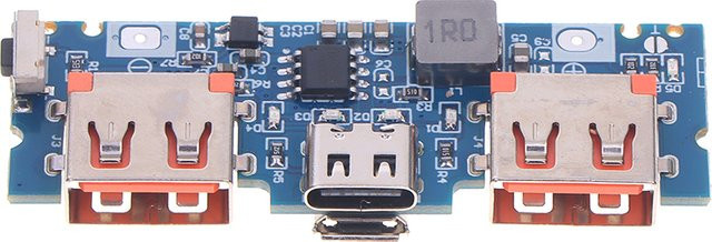 Sommer6 DIY Power Bank Modul mit LED-Anzeige, Dual USB, Micro USB und USB-C, 5V 2.4A Lithium-Batterieladegerät für 18650 Akkus, Blau - Bild 1
