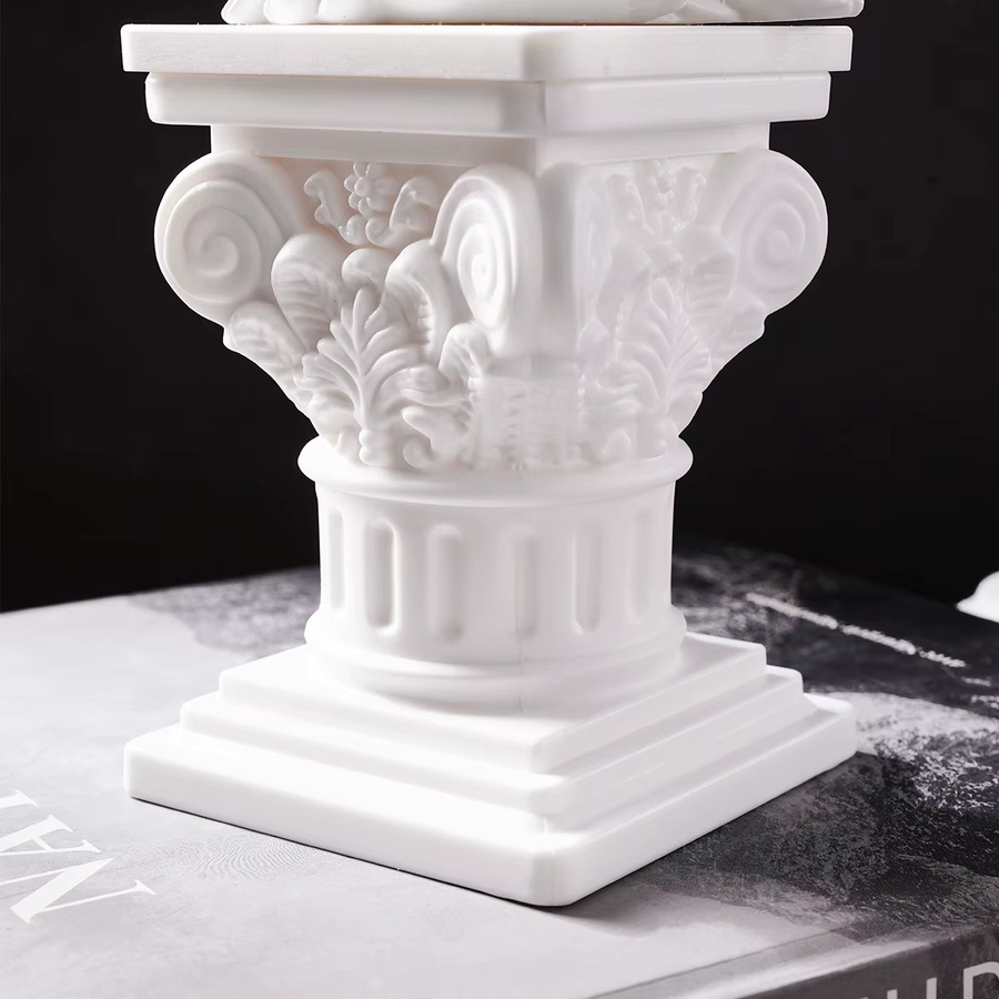 Dekorative Römische Säulen-Skulptur aus Kunstharz in Weiß als Kerzenhalter und Tischdekoration - Bild 5