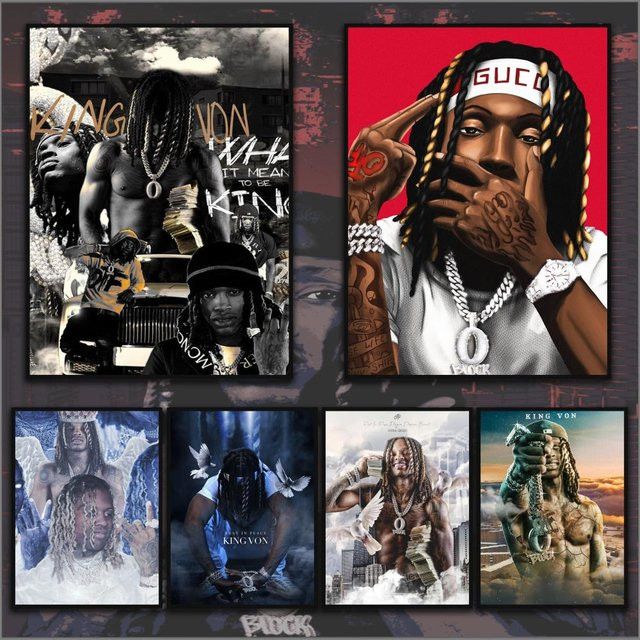 K-King Rapper Poster HD Art Sticky Wall Wanddeko in Black1, Rechteckig, 20 x 15 x 1,5 cm - Bild 1