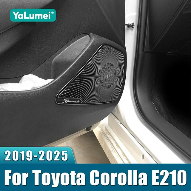 YaLumei Edelstahl Auto Tür Lautsprecher Abdeckung für Toyota Corolla E210, Farbe: Silber - Bild 1