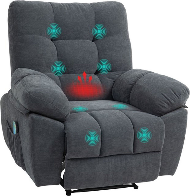HOMCOM Relaxsessel Grau mit Liegefunktion, Massagefunktion und Heizung - Bild 1