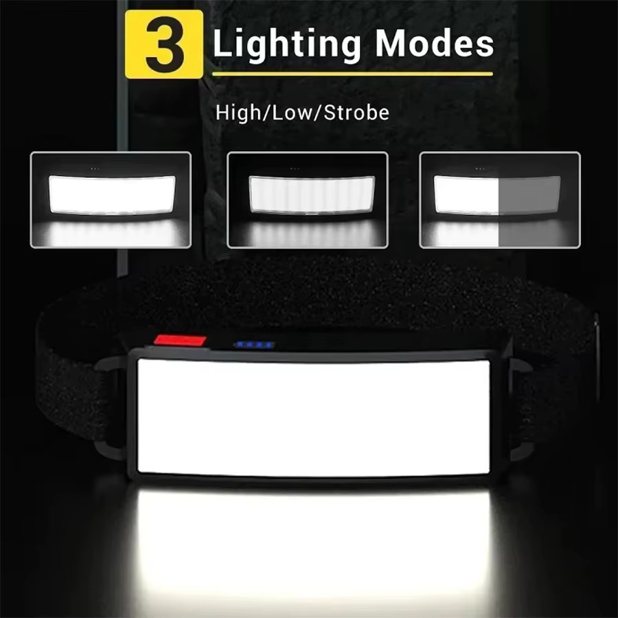 XIWANGFIRE USB aufladbare COB LED Stirnlampe für Outdoor, Camping und Jagd in Schwarz - Bild 2