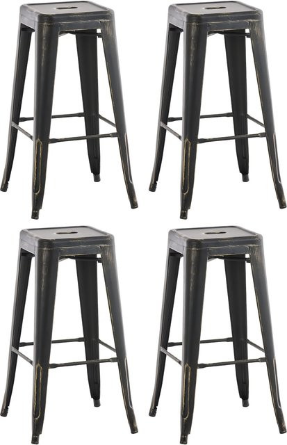 CLP 4er Set Barhocker Joshua Stapelbare Tresenhocker aus Metall in Schwarz mit Sitzhöhe 76 cm - Bild 1