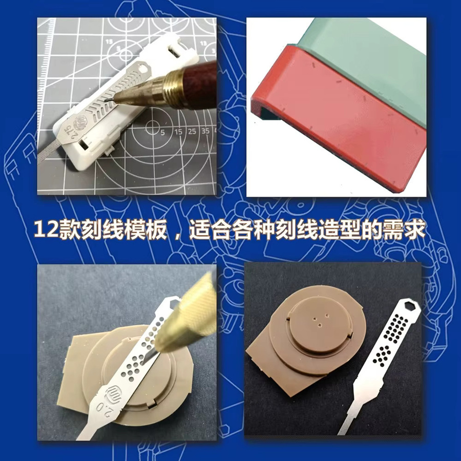 JIANYANZHE Hobby-Modell-Bastelwerkzeug, Schleiffeile mit Schnitz-Hilfslineal, Kombinationsset, Metall, Grau - Bild 2