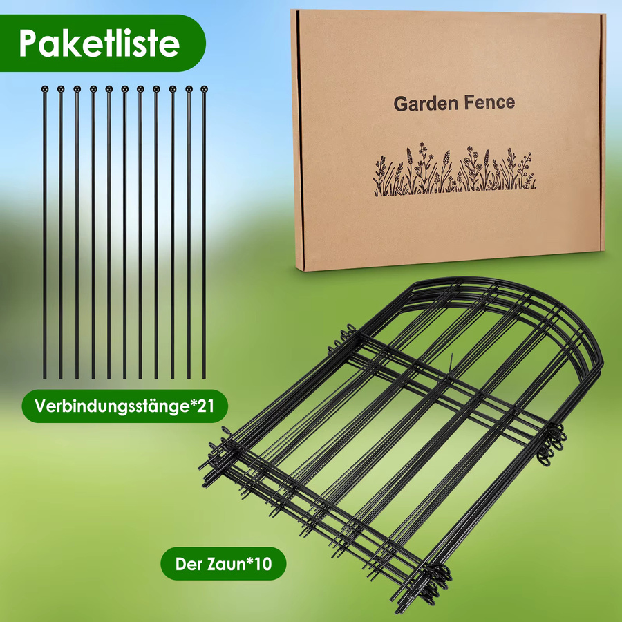 Hypmark Gartenzaun Set aus rostfreiem Metall, 10 Stück Tierbarriere in Schwarz, B/H: 61 x 33 cm - Bild 5