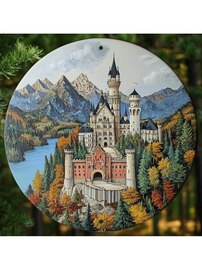 HELLOYOUNG Disneyland Paris Vintage-Wandschild aus Metall, Neuschwanstein Castle, Rund, Mehrfarbig, Durchmesser: 20 cm - Bild 6