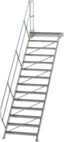 Günzburger Aluminium-Treppenplattform mit 14 Stufen und 45 Grad Neigung in Silber - Bild 1