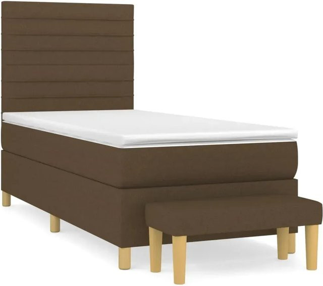 vidaXL Boxspringbett mit Matratze Hybrid Dunkelbraun B/T/H: 100 x 200 x 203 cm - Bild 1