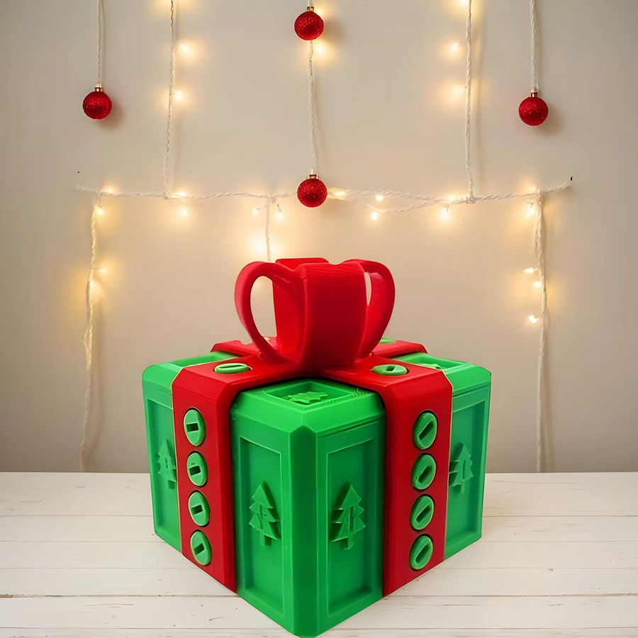 Streich-Schrei-Box für Weihnachten als lustiges Partyzubehör in Rot und Grün aus Kunststoff - Bild 3