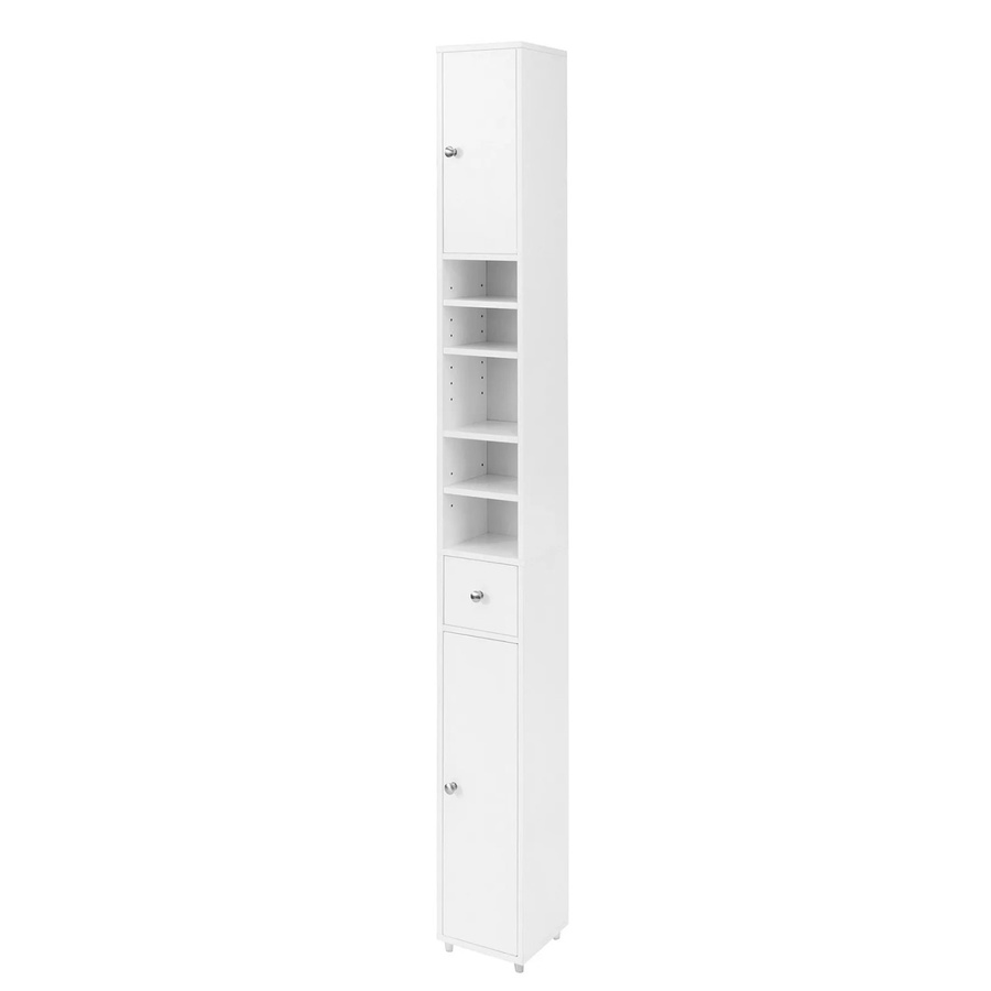 SoBuy BZR34 Hochschrank für das Badezimmer mit 5 Fächern, 1 Schublade und Türen, Weiß, B/T/H: 20 x 20 x 180 cm - Bild 2