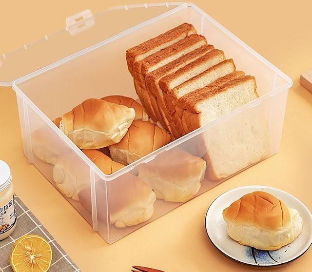 Transparente Aufbewahrungsbox aus Kunststoff als rechteckiger Schreibtisch-Organizer mit Klappdeckel und mehreren Fächern - Bild 1
