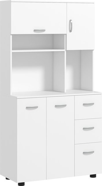 HOMCOM Küchenschrank freistehend modern Weiß B/T/H: 89 x 39,5 x 168 cm - Bild 1