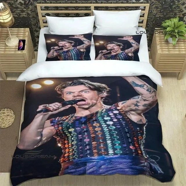 Harry Styles Bettwäsche-Set aus Mikrofaser mit Motiv, 2-teilig, Mehrfarbig, Breite: 133 cm, Länge: 70 cm - Bild 1