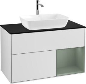 V&B Waschtischunterschrank Finion 100 mit Wandbeleuchtung in Weiß lackiert, B/T/H: 100 x 50,1 x 50,1 cm - Bild 1