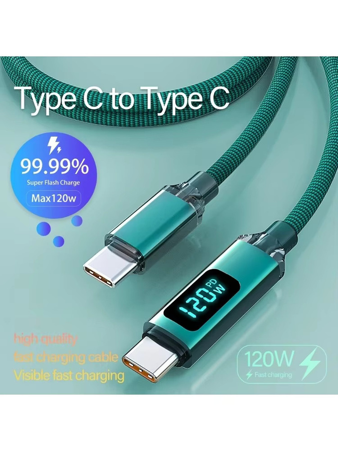 Einziehbares USB-C Spiralkabel 120W 6A Schnellladekabel und Datenkabel in Blau für iPhone Samsung Xiaomi Huawei Typ-C Geräte - Bild 6
