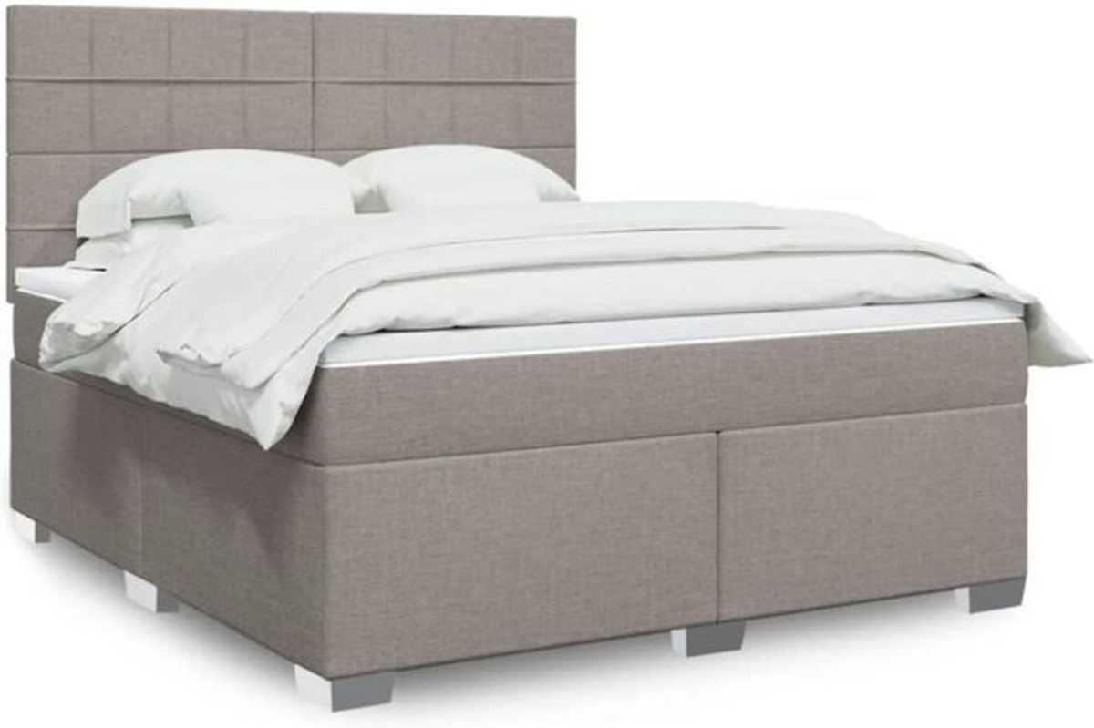 vidaxl Boxspringbett mit Matratze in Taupe meliert, Modernes Design aus Stoff und Holzwerkstoff, B/T/H: 180 x 200 x 150,5 cm - Bild 1
