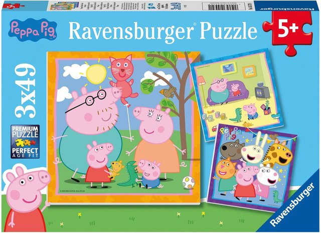 Ravensburger Peppa Pig Kinderpuzzle, 3-teiliges Set, ab 5 Jahren - Bild 1