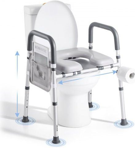 VEVOR Toilettensitzerhöhung mit Armlehnen in Weiß, verstellbare Höhe und Breite, Tragkraft 181 kg, für Senioren und Menschen mit Behinderung - Bild 1