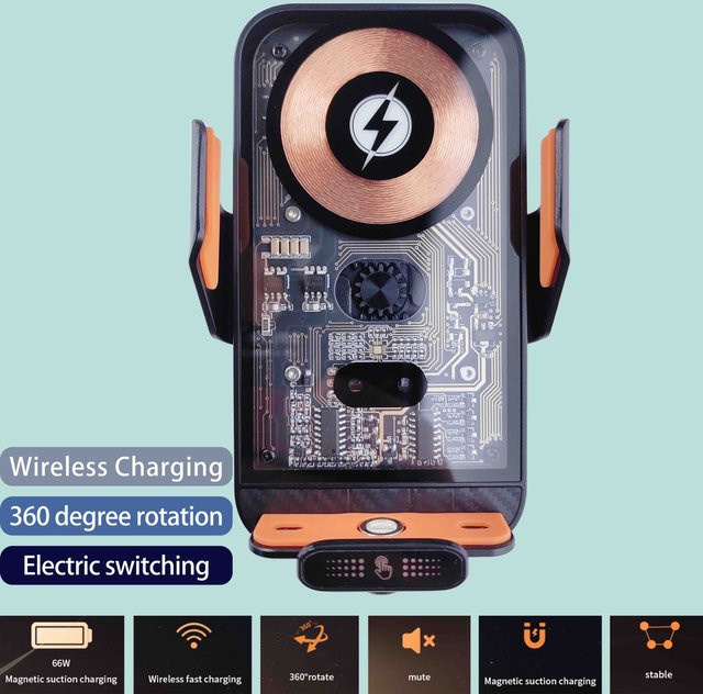 Universelle kabellose Autotelefonhalterung mit intelligenter Infrarot-Entlüftung und Ladefunktion in Schwarz für die Lüftungsschlitze - Bild 1
