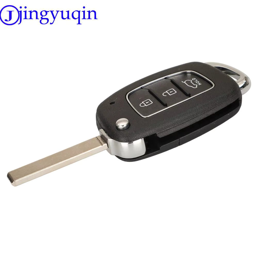 Jingyuqin Klappschlüssel-Gehäuse für Hyundai Tucson Sonata Elantra Mistra Solaris Accent Santa Fe, 2/3/4-Tasten, Schwarz, mit 4 Klingen-Typen - Bild 2