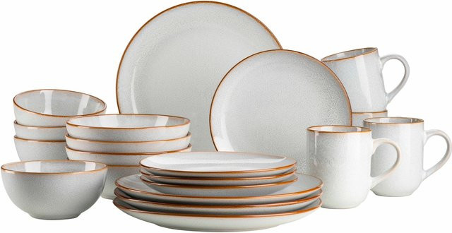 Mäser Geschirrset Mabella aus Steinzeug in Grau, Beige und Braun - Bild 1