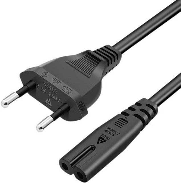 HONGPOE EU-Stromkabel C7 Verlängerungskabel in Schwarz für Samsung LG Sony TV-Monitor und Netzteil - Bild 1
