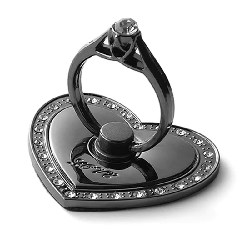 Ynniwa Diamant Pfirsich Herz Metall Fingerring Telefonhalter Universal Support für Samsung Galaxy und iPhone in Gold - Bild 2