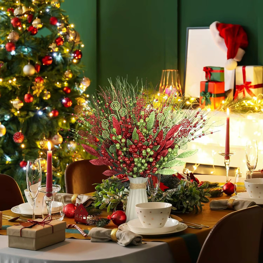 MENGHAO 16-teiliges Set Künstliche Beeren-Bouquets als Weihnachts- und Silvesterdekoration in Mehrfarbig - Bild 5