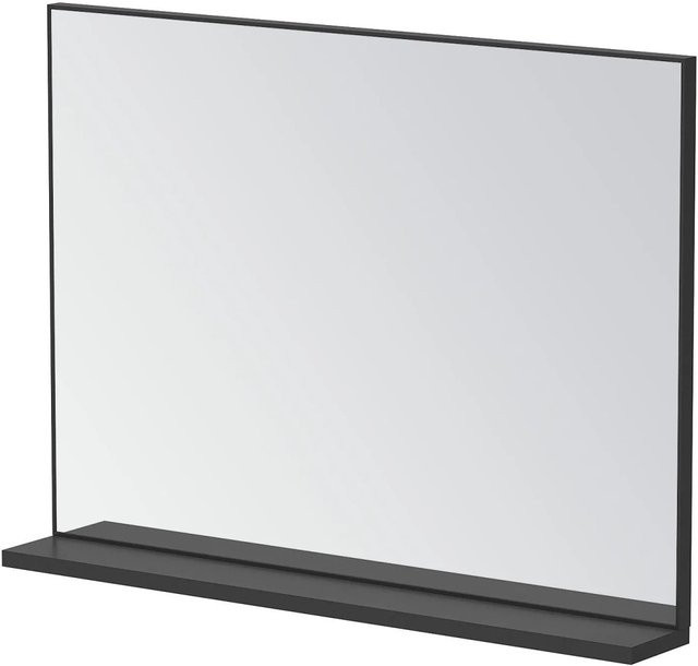 Aquabatos Badspiegel mit Ablage, Rechteckiger Wandspiegel für das Badezimmer, Farbe: Schwarz, B/H: 80 x 60 cm - Bild 1
