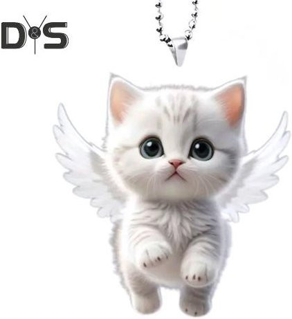 Superway Engel-Katzen-Anhänger in Weiß als süßes Rückspiegel-Ornament und Auto-Dekoration - Bild 1