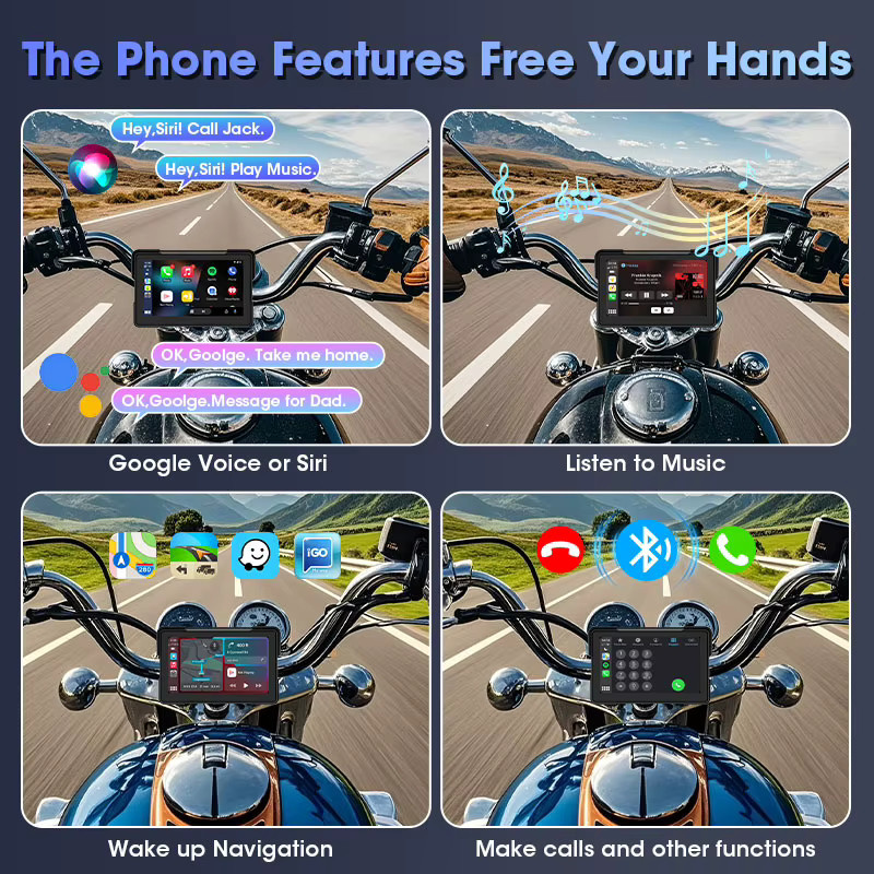 Jansite Motorrad Display mit CarPlay und Android Auto sowie GPS Navigation in Schwarz (5/7 Zoll) - Bild 3
