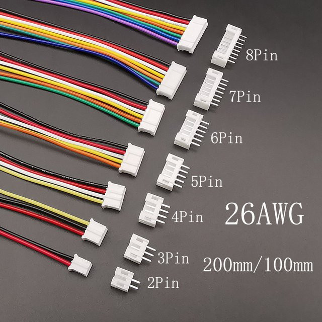 5 Sets Mini Micro JST 2.0mm PH2.0 Stecker und Buchse mit Anschlusskabeln 26AWG in Multicolour - Bild 1