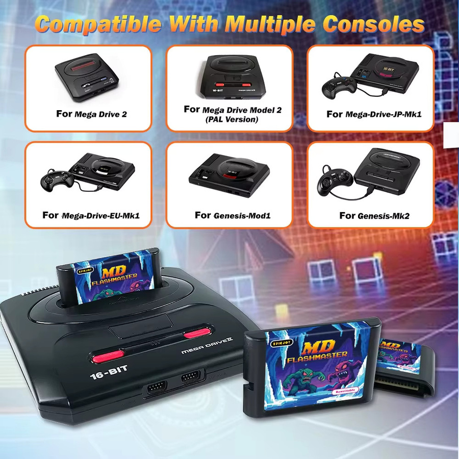 TICKNOT Flashmaster MD Rewriter für Megadrive Genesis mit 4MB Speicher und 32KB FRAM Cart für MD-Spielkassetten-Programmierung - Bild 2