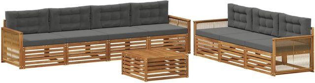 vidaXL Outdoor-Sofagarnitur aus Akazienholz mit Kissen in Anthrazit und Natur - Bild 1